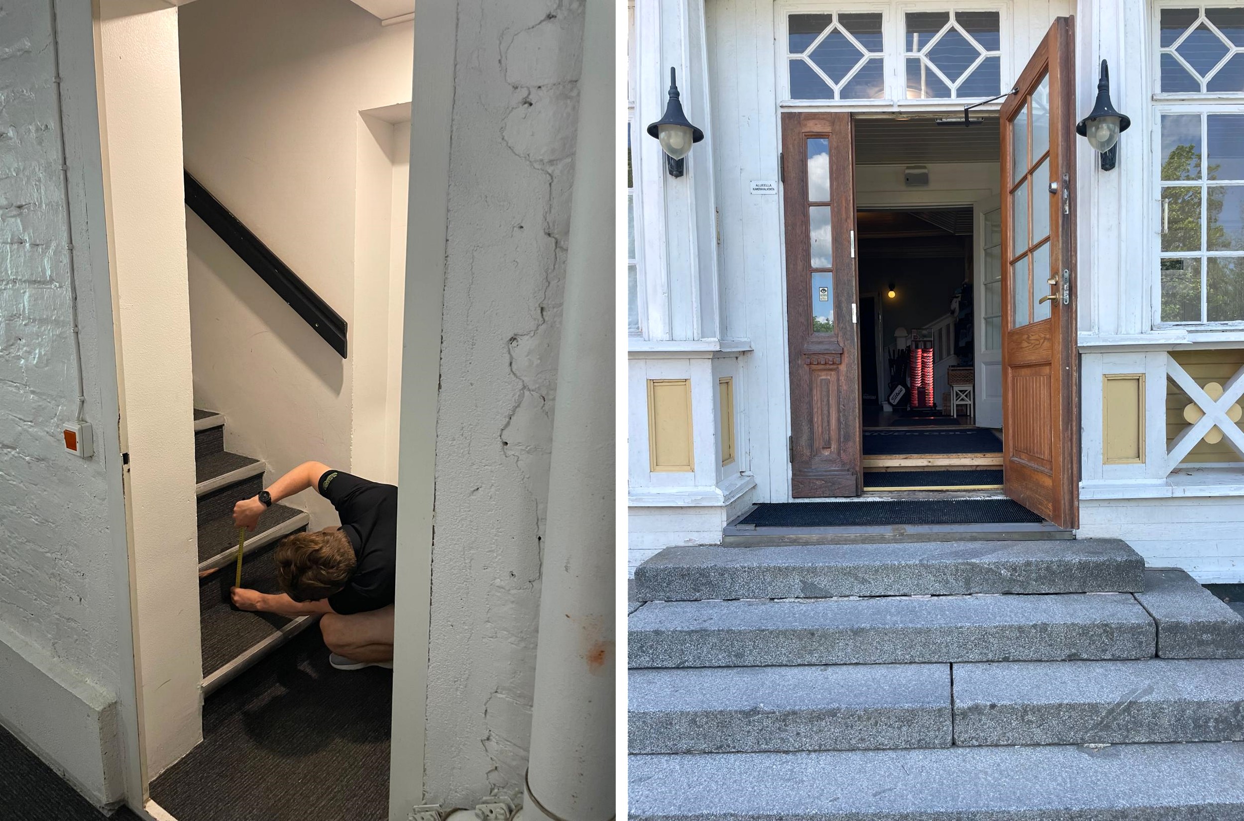 Vanhan kartanorakennuksen kahdet portaat.
