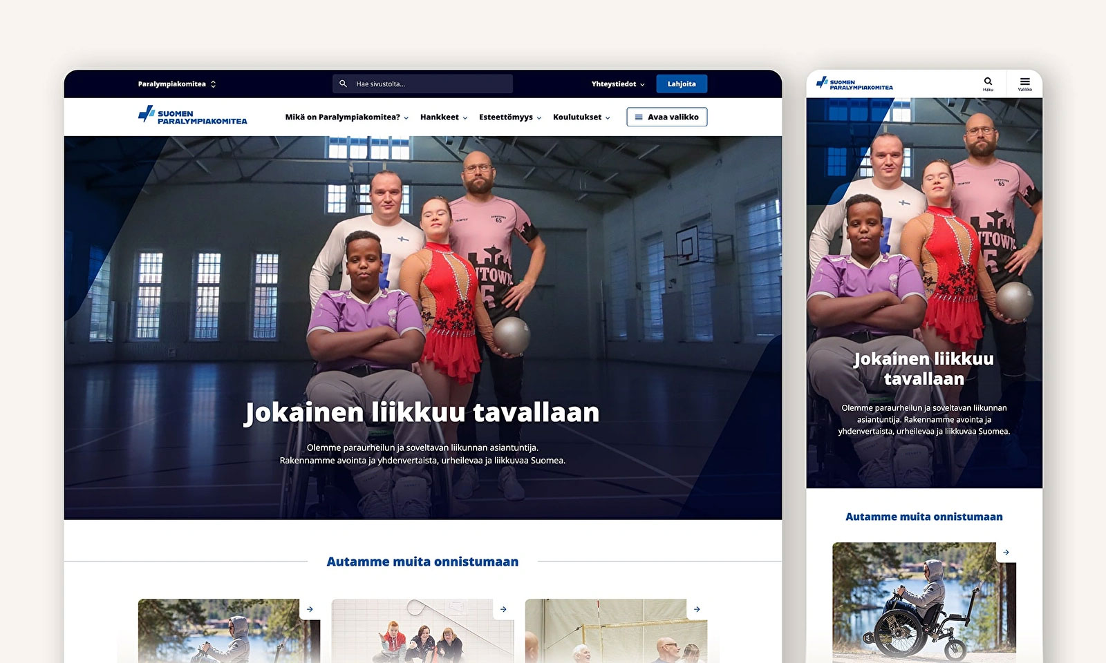 Referenssikuva paralympia.fi sivuston etusivusta.